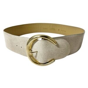 Wide Belt STEERHIDE Leather Gold Buckle Sz M 34” Long  IGUANA GRAIN  MADE in USA